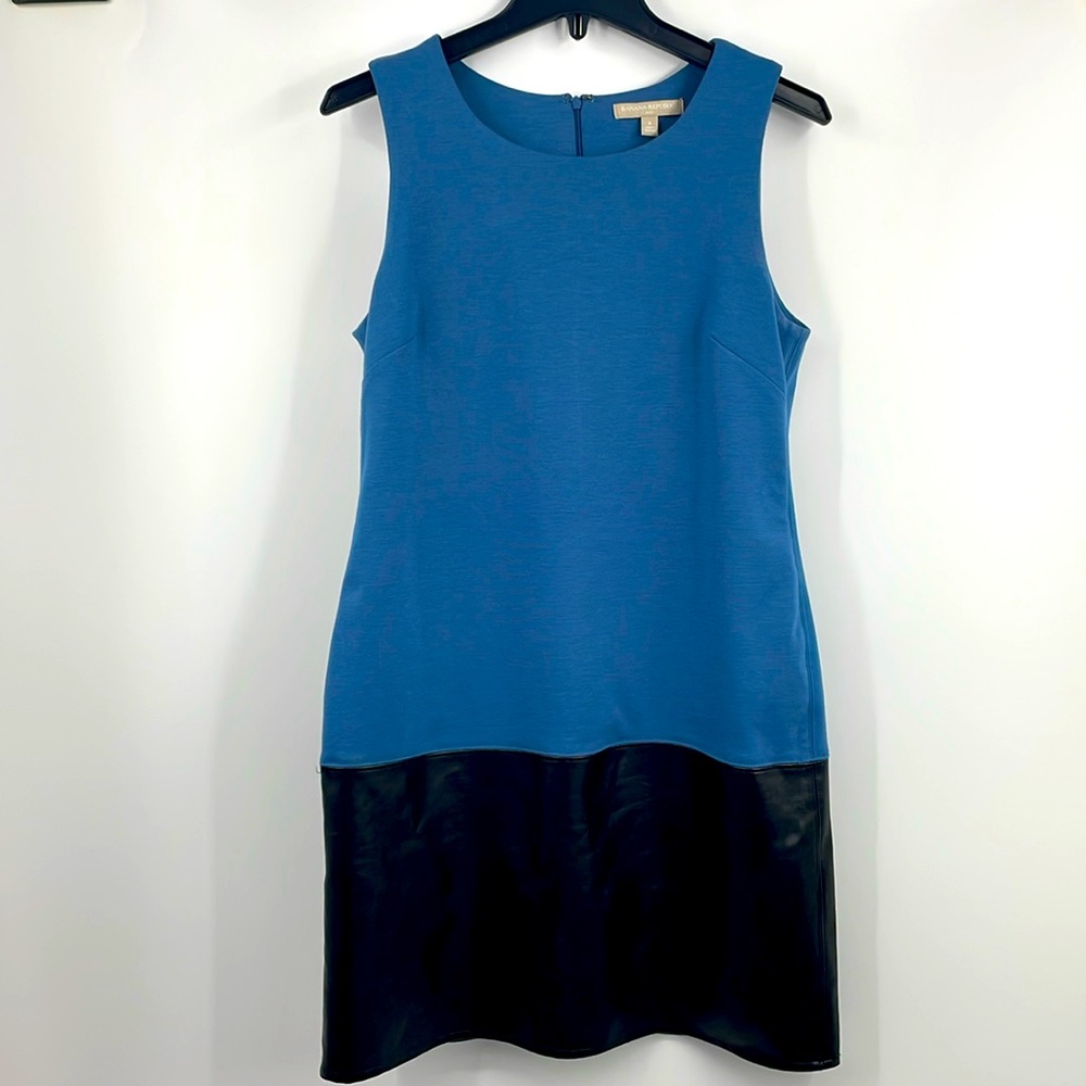 Banana Republic retro faux leather colorblock shift dress Size 8